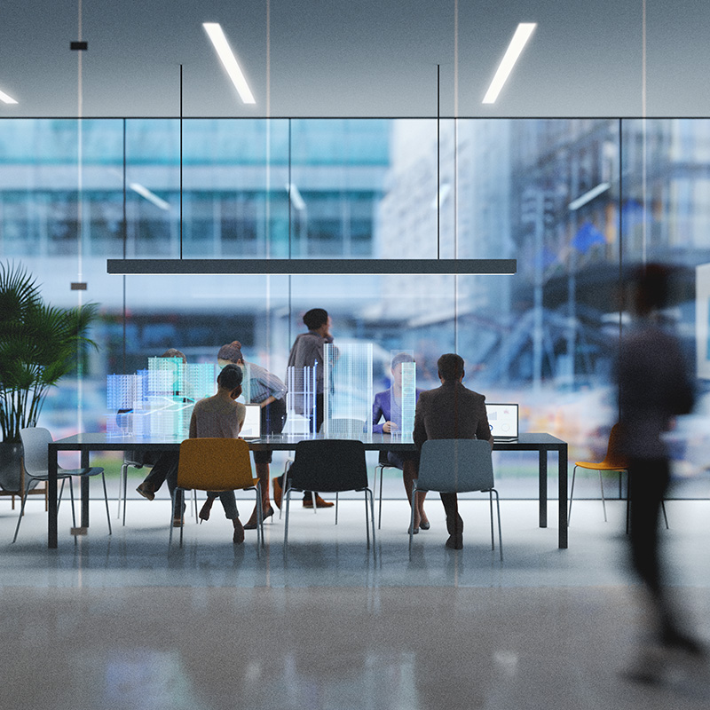 Office behind a glass wall