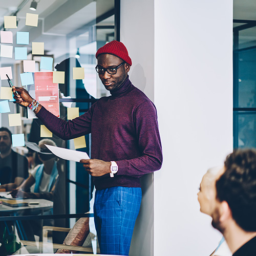 employee presenting a project