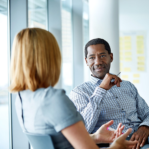 Employees doing meeting